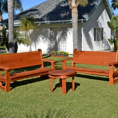 Garden wooden discount bench and table